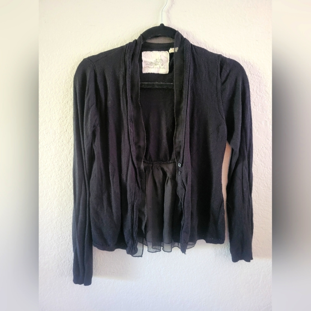 Anthropologie Silk Black Silk Blend Cardigan